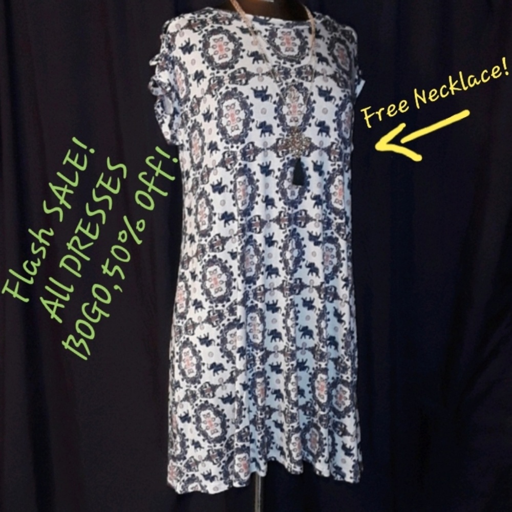 ** Wishful park Cold Shoulder Dress & Necklace